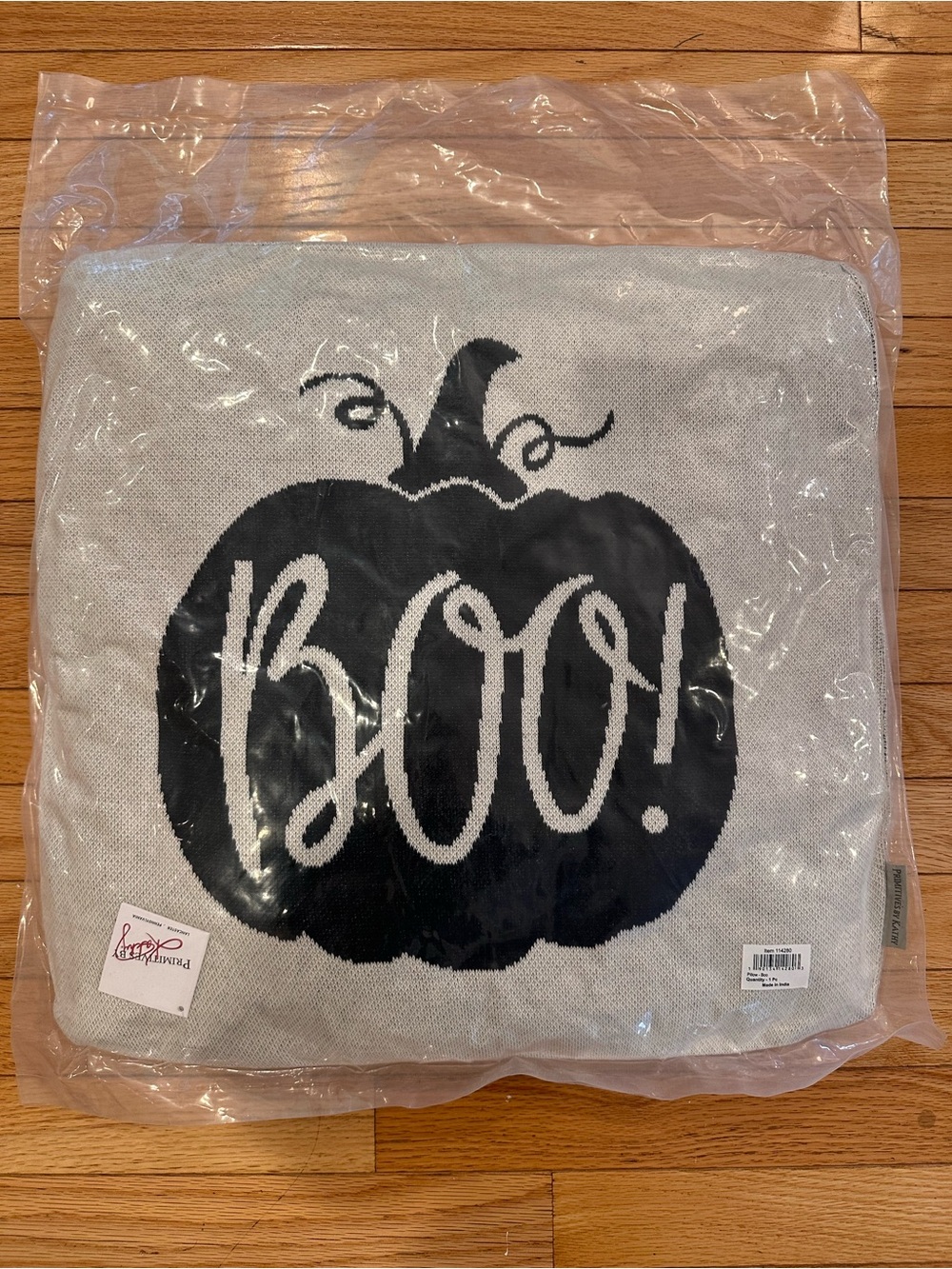 Primitives by Kathy Black on Cream 'Boo' Pumpkin Accent Pillow